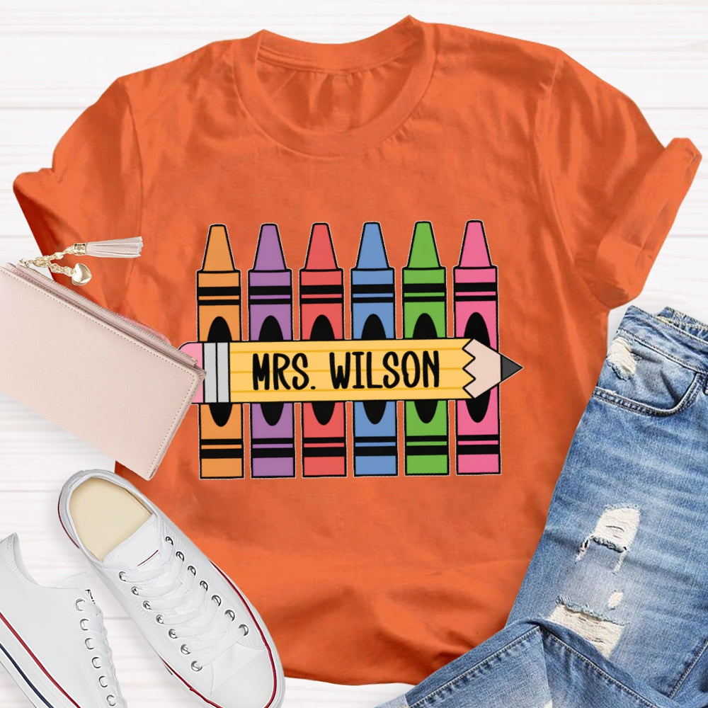 Personalized Name Crayons Funny T-shirt