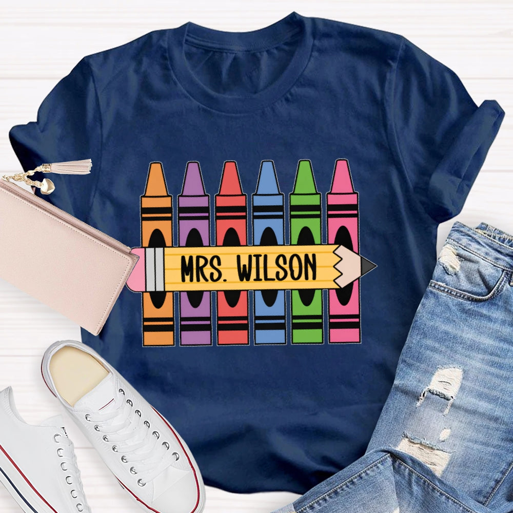 Personalized Name Crayons Funny T-shirt