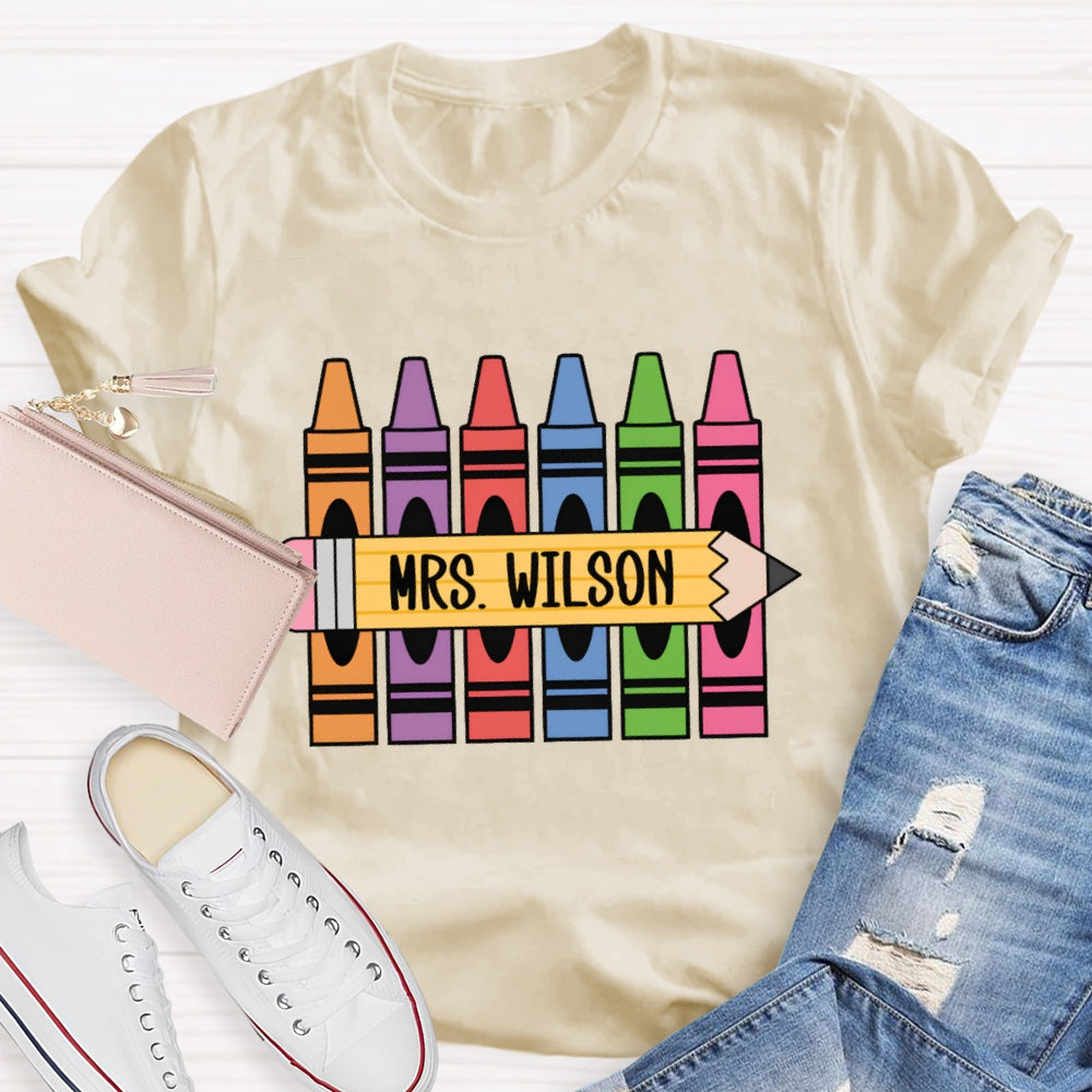 Personalized Name Crayons Funny T-shirt