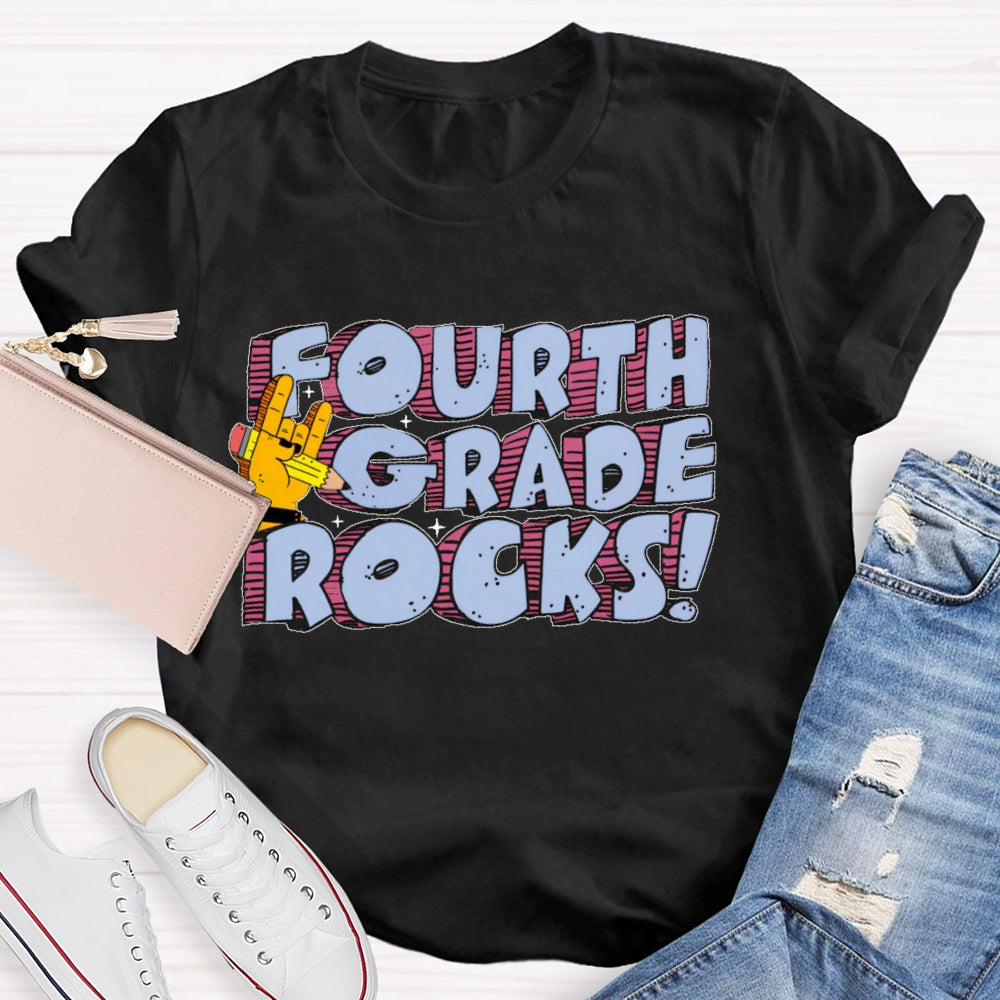 Personalized Grade Fourth Grade Rocks T-shirt