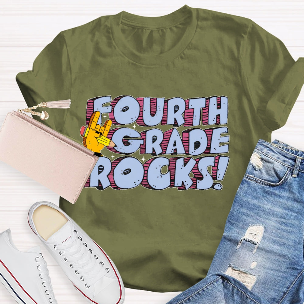 Personalized Grade Fourth Grade Rocks T-shirt