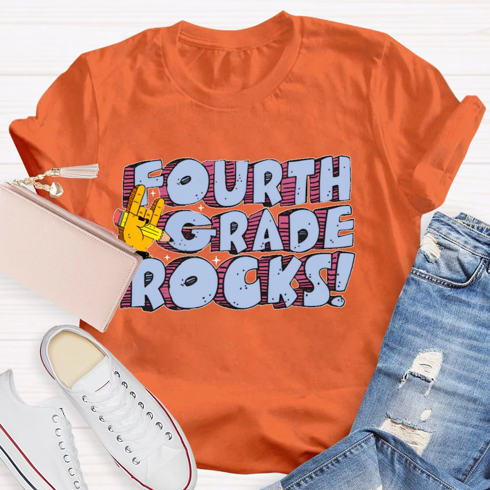 Personalized Grade Fourth Grade Rocks T-shirt
