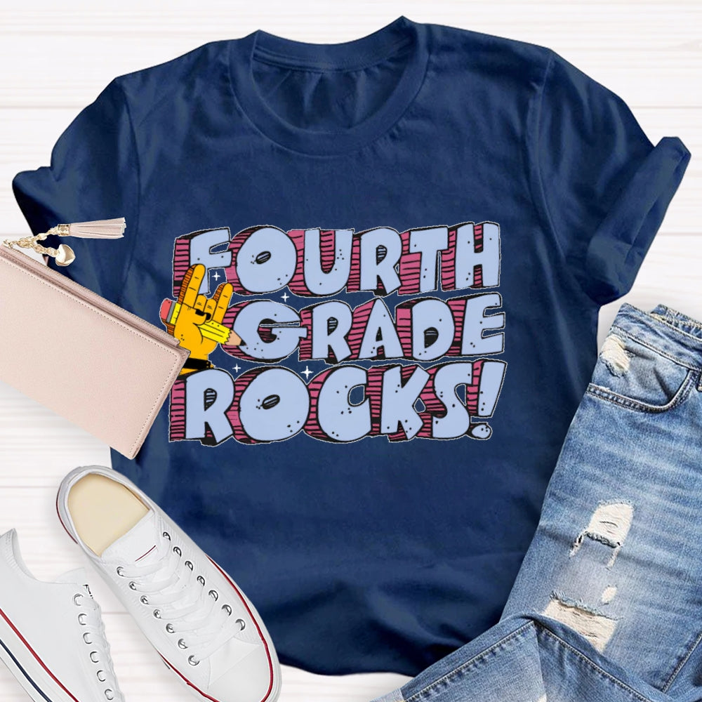 Personalized Grade Fourth Grade Rocks T-shirt
