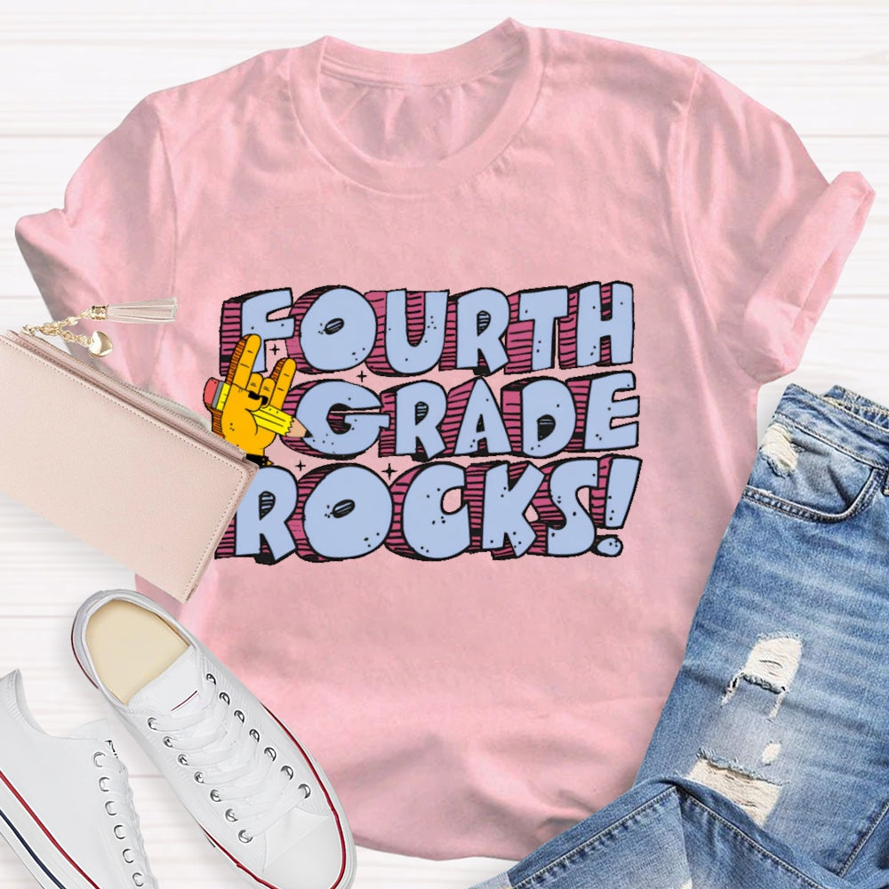 Personalized Grade Fourth Grade Rocks T-shirt