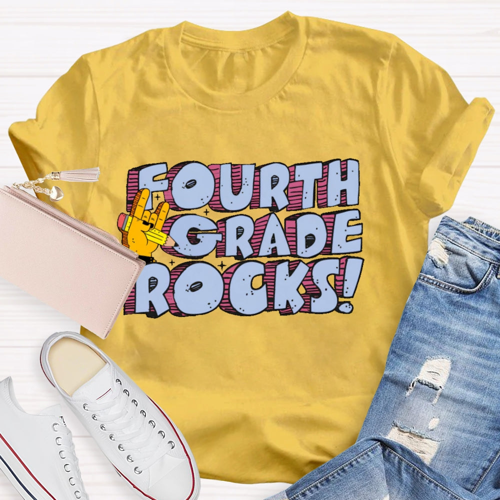 Personalized Grade Fourth Grade Rocks T-shirt