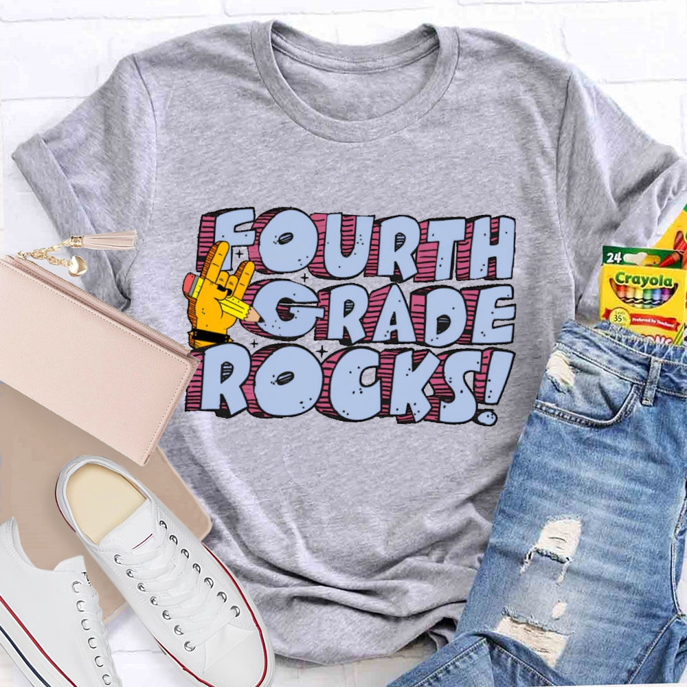 Personalized Grade Fourth Grade Rocks T-shirt