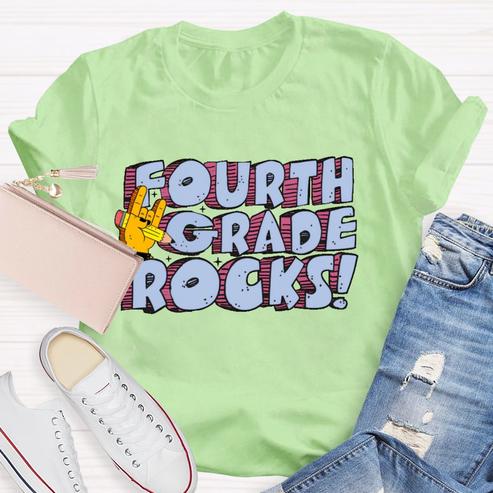Personalized Grade Fourth Grade Rocks T-shirt
