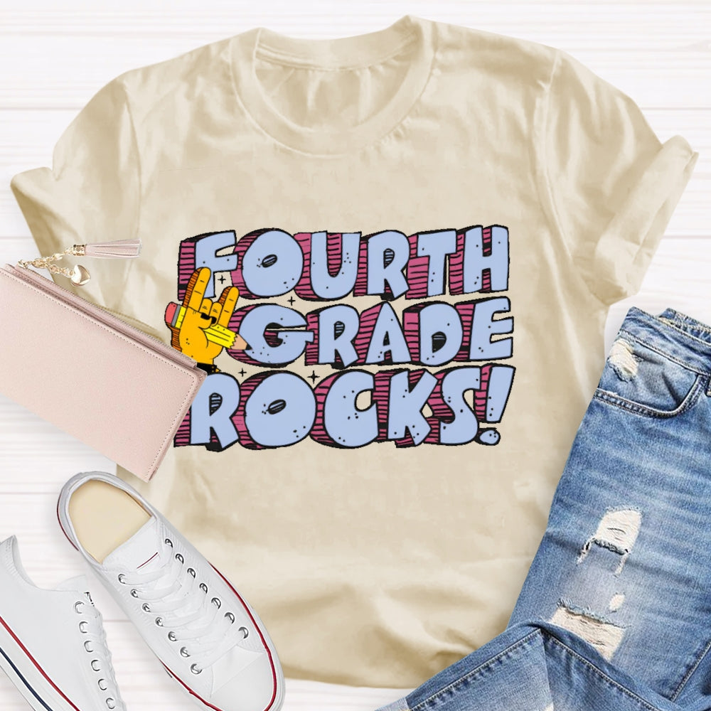 Personalized Grade Fourth Grade Rocks T-shirt