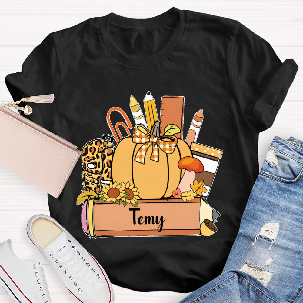 Personalized Name Pumpkin Stationery Funny T-shirt