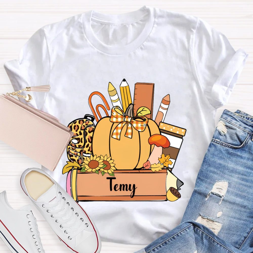 Personalized Name Pumpkin Stationery Funny T-shirt