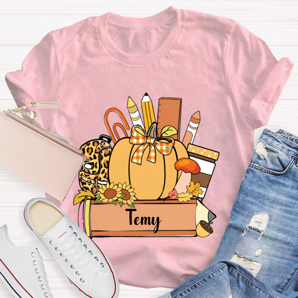 Personalized Name Pumpkin Stationery Funny T-shirt