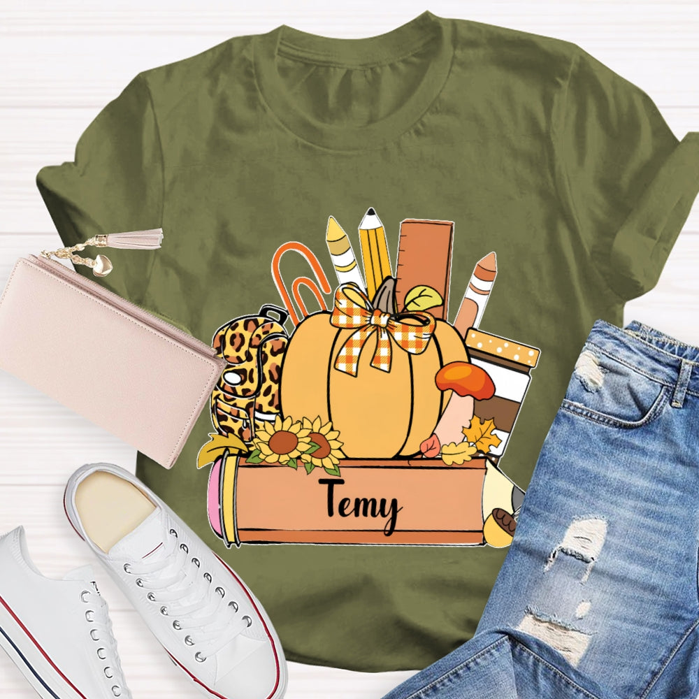Personalized Name Pumpkin Stationery Funny T-shirt