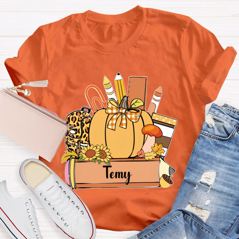 Personalized Name Pumpkin Stationery Funny T-shirt
