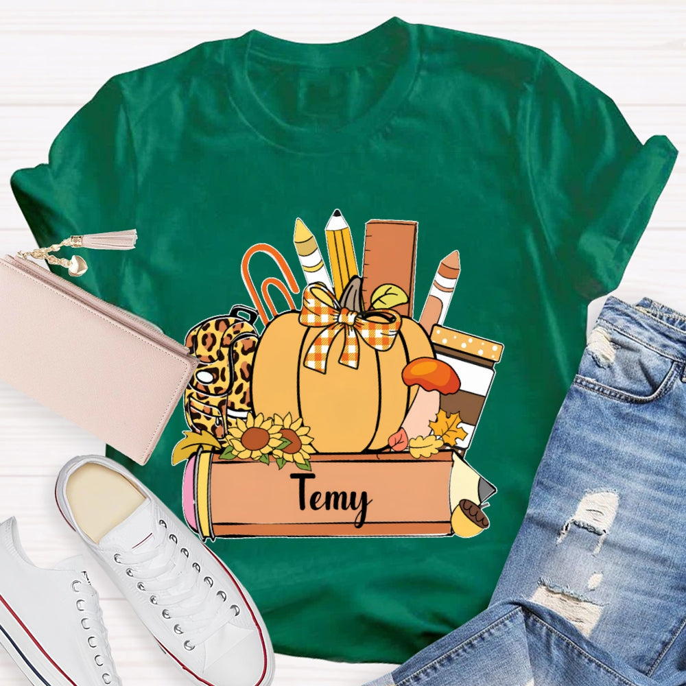 Personalized Name Pumpkin Stationery Funny T-shirt