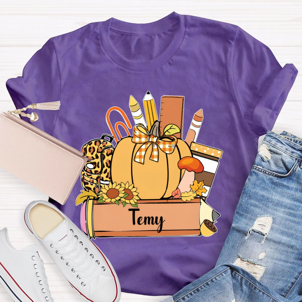 Personalized Name Pumpkin Stationery Funny T-shirt