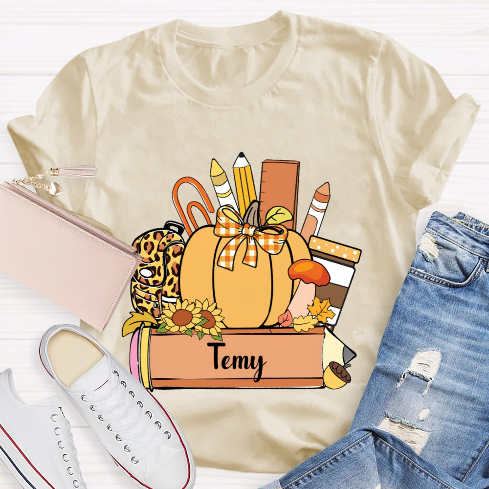 Personalized Name Pumpkin Stationery Funny T-shirt