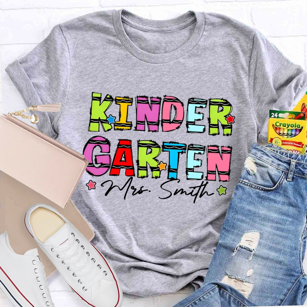 Personalized Name And Grade Kindergarten Stars Funny T-shirt