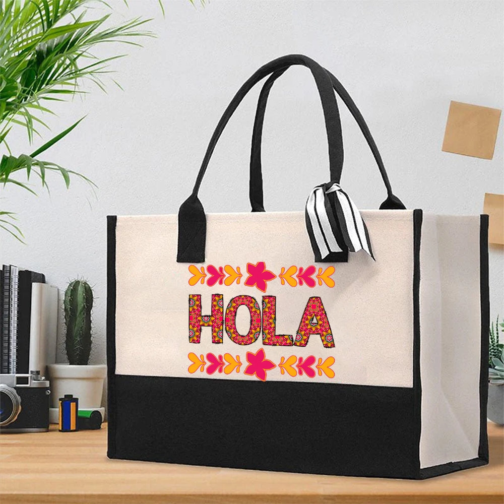 Vintage Flower Hola Cotton Tote Bag