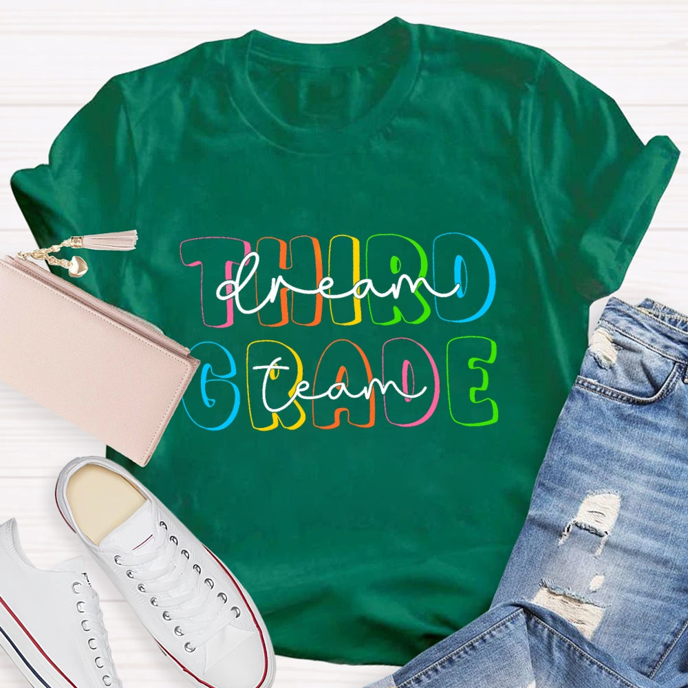 Personalized Grade Dream Team Colorful Hollow Letters T-Shirt