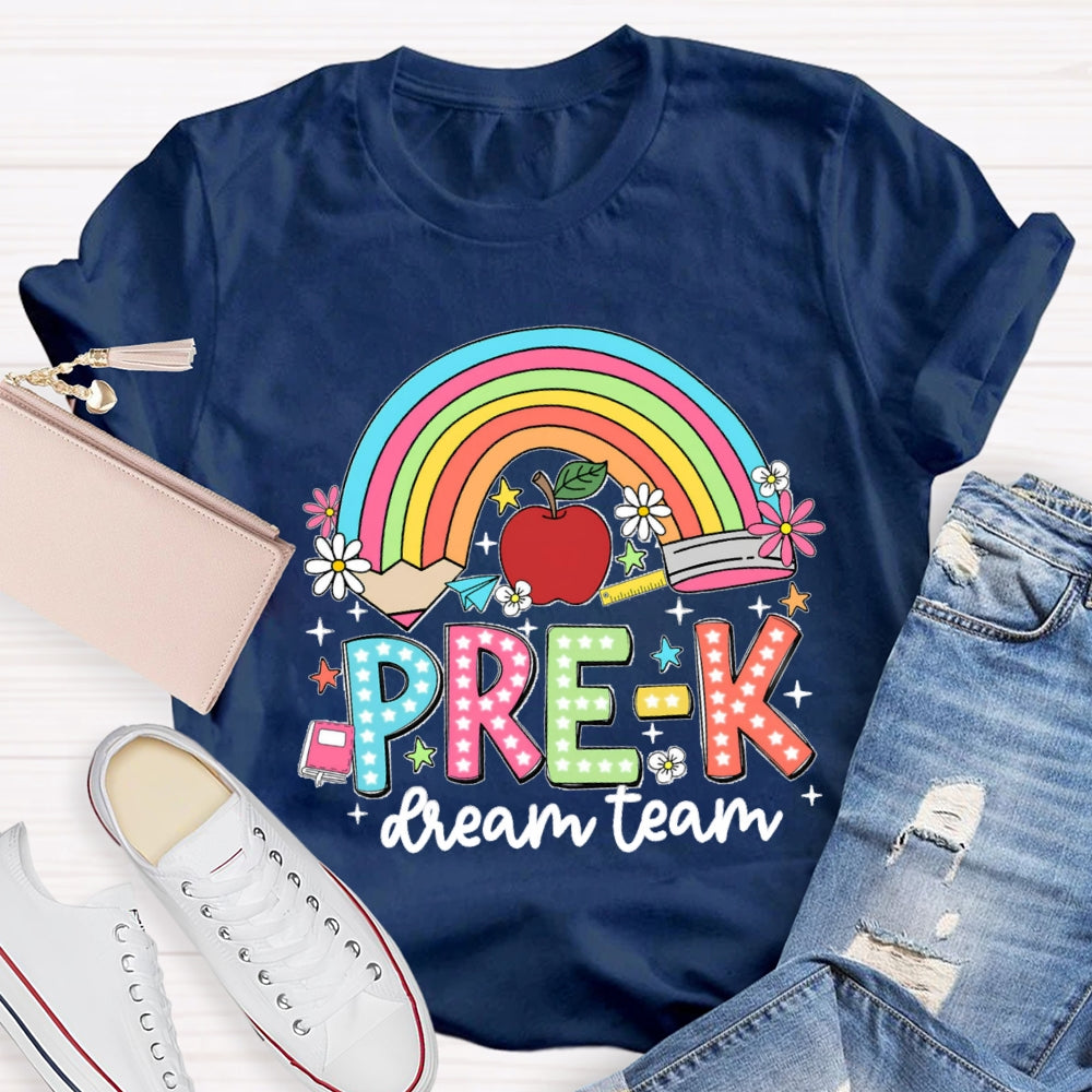 Personalized Grade Rainbow Pencil Pre-K Teacher T-Shirt