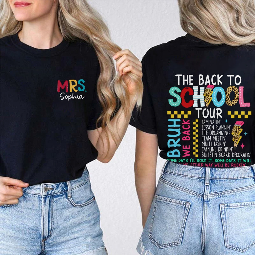 Personalized Name The Back To School Tour Double Printed T-Shirt
