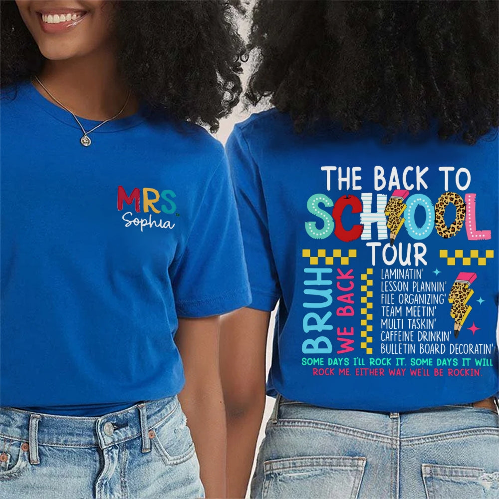 Personalized Name The Back To School Tour Double Printed T-Shirt