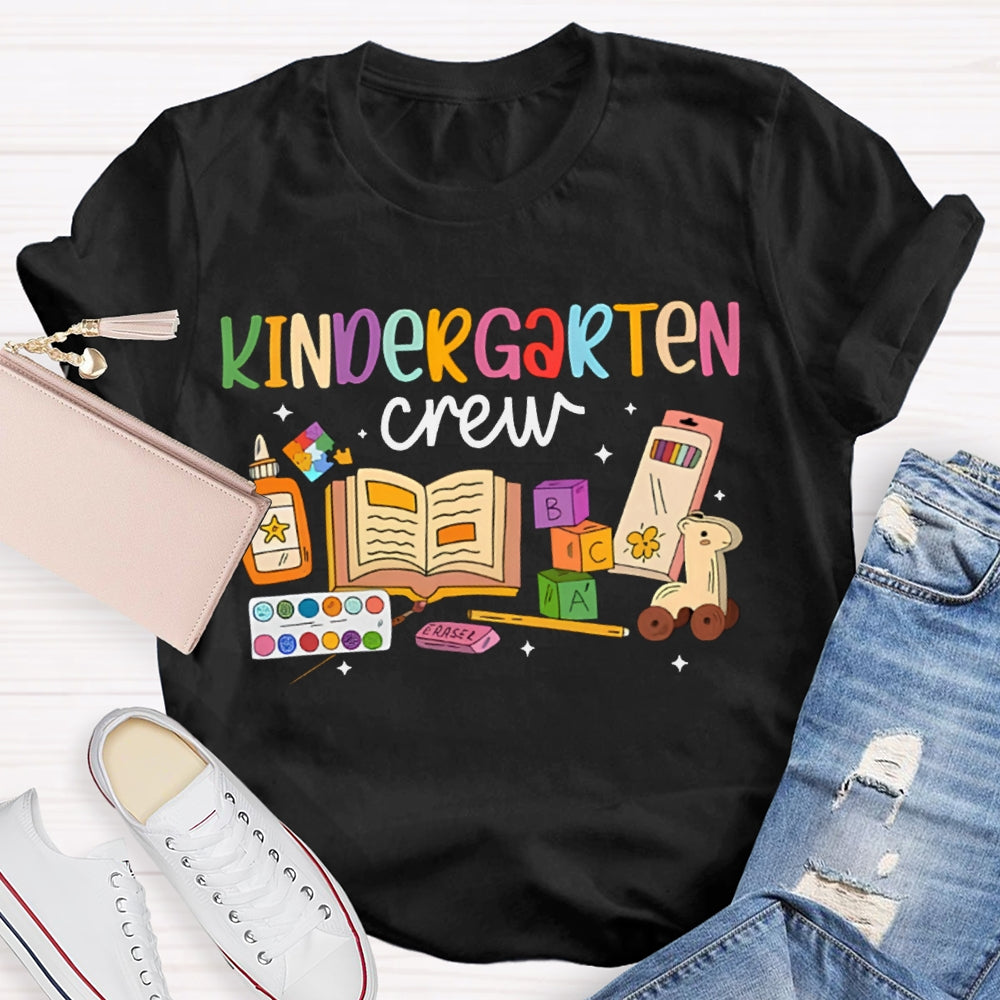 Personalized Grade Kindergarten Crew School Supplies Printing T-shirt