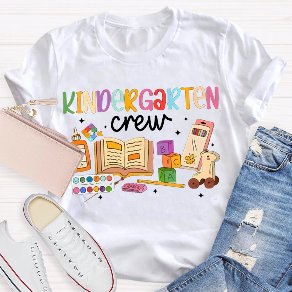 Personalized Grade Kindergarten Crew School Supplies Printing T-shirt