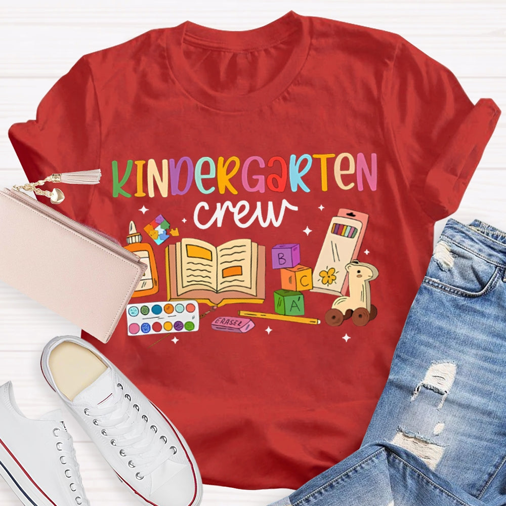 Personalized Grade Kindergarten Crew School Supplies Printing T-shirt
