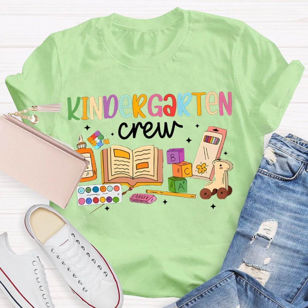Personalized Grade Kindergarten Crew School Supplies Printing T-shirt