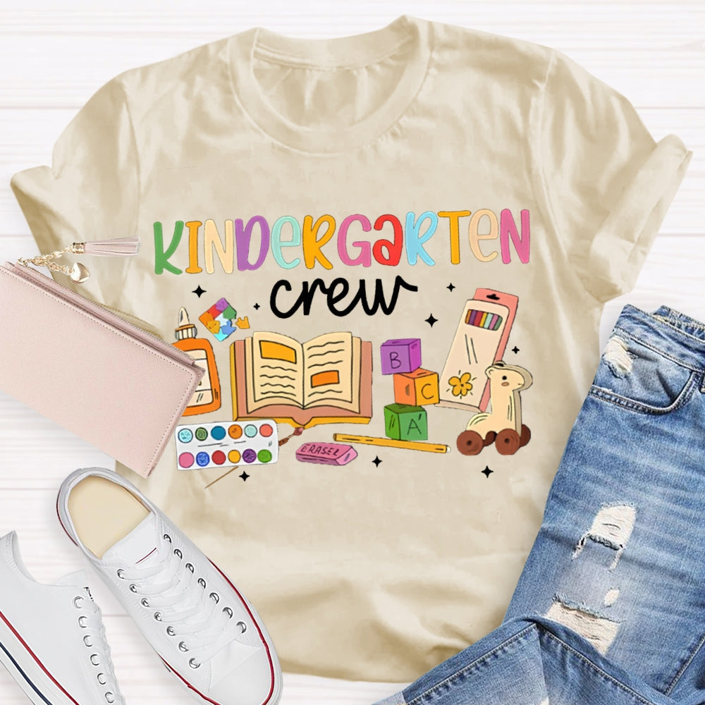 Personalized Grade Kindergarten Crew School Supplies Printing T-shirt