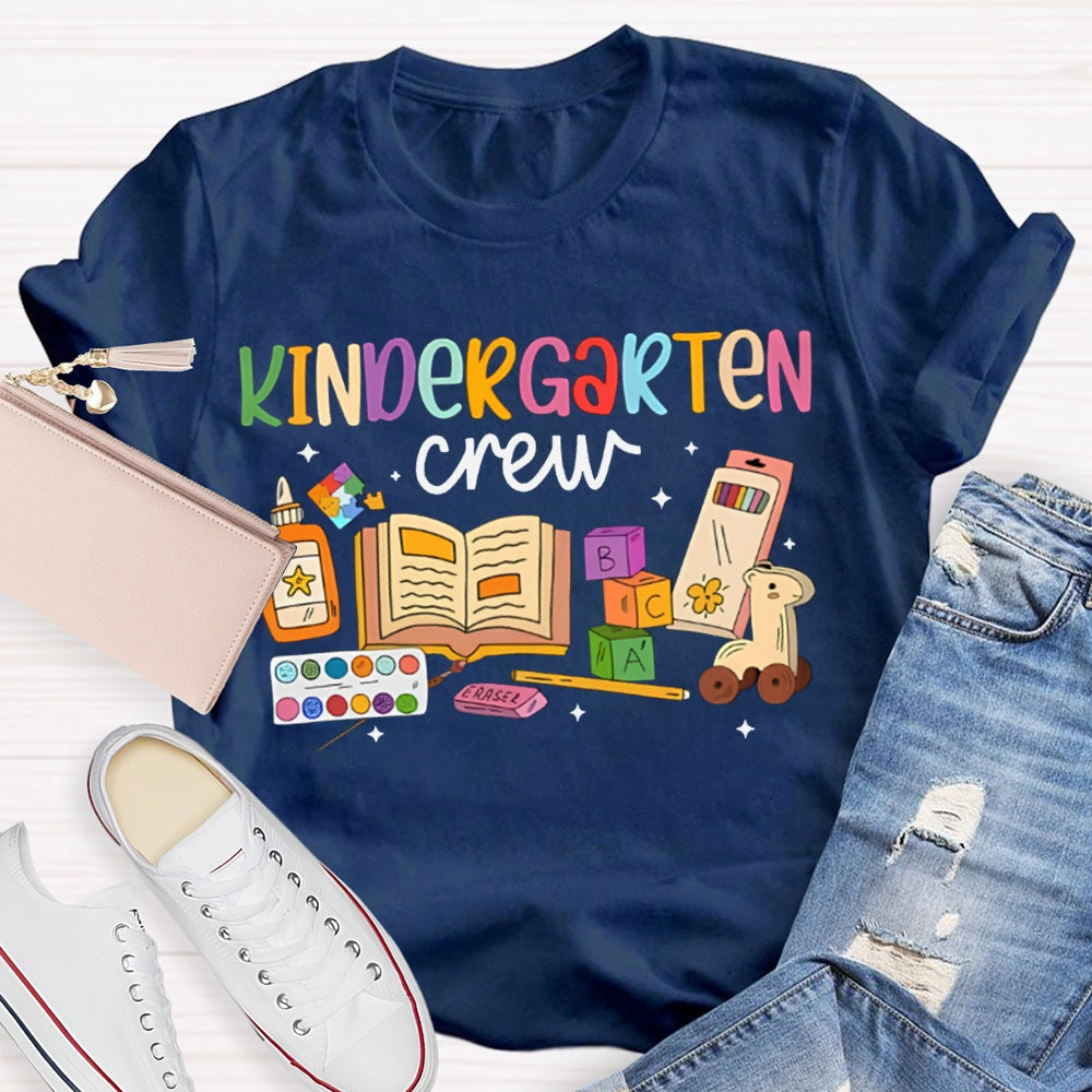 Personalized Grade Kindergarten Crew School Supplies Printing T-shirt