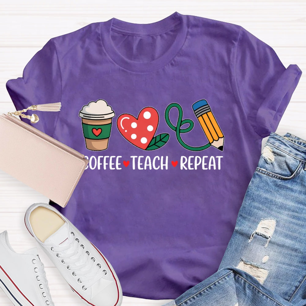 Coffee Teach Repeat Funny T-shirt