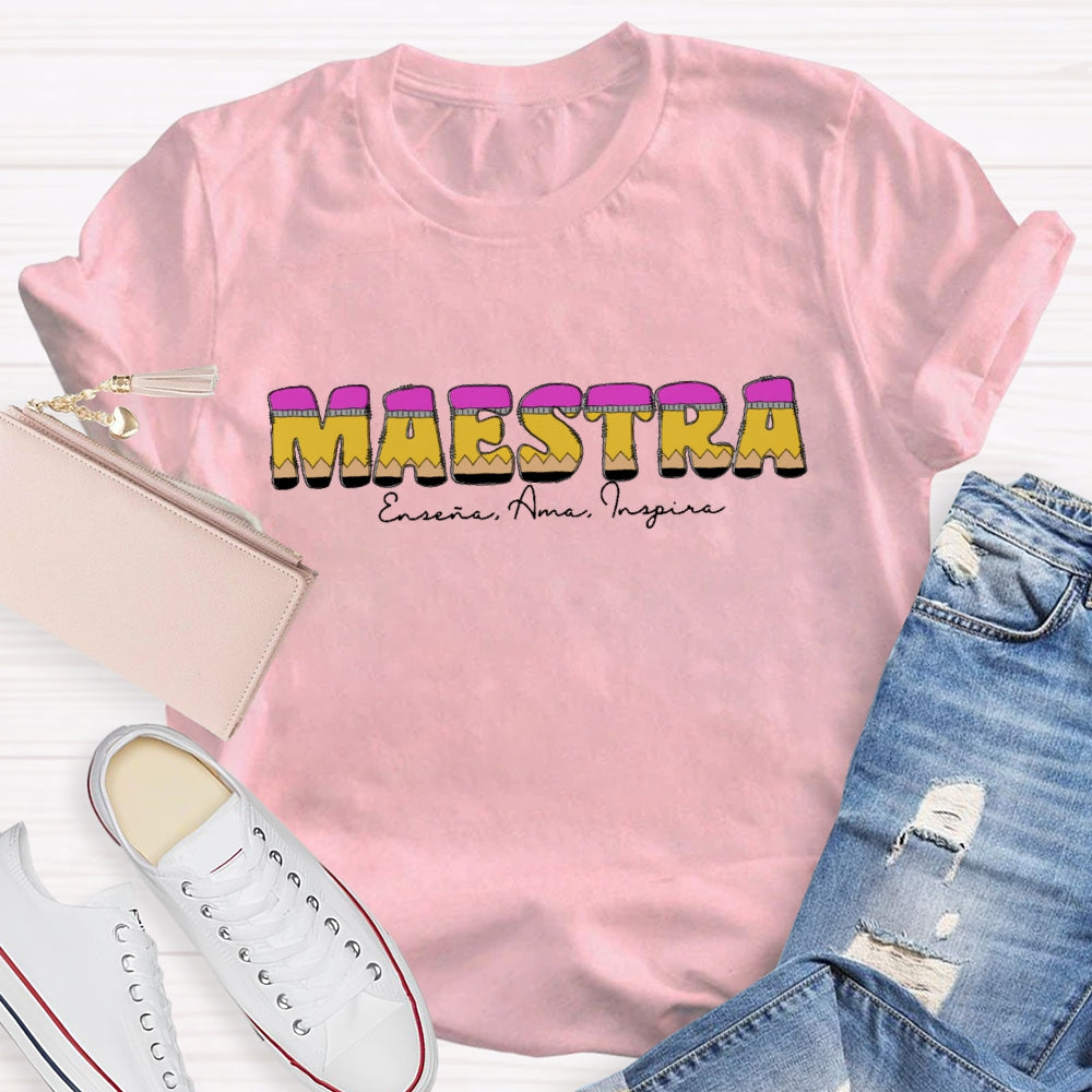 Personalized Name Maestra Shirt Spanish Teacher Shirts Back To School Gift T-shirt