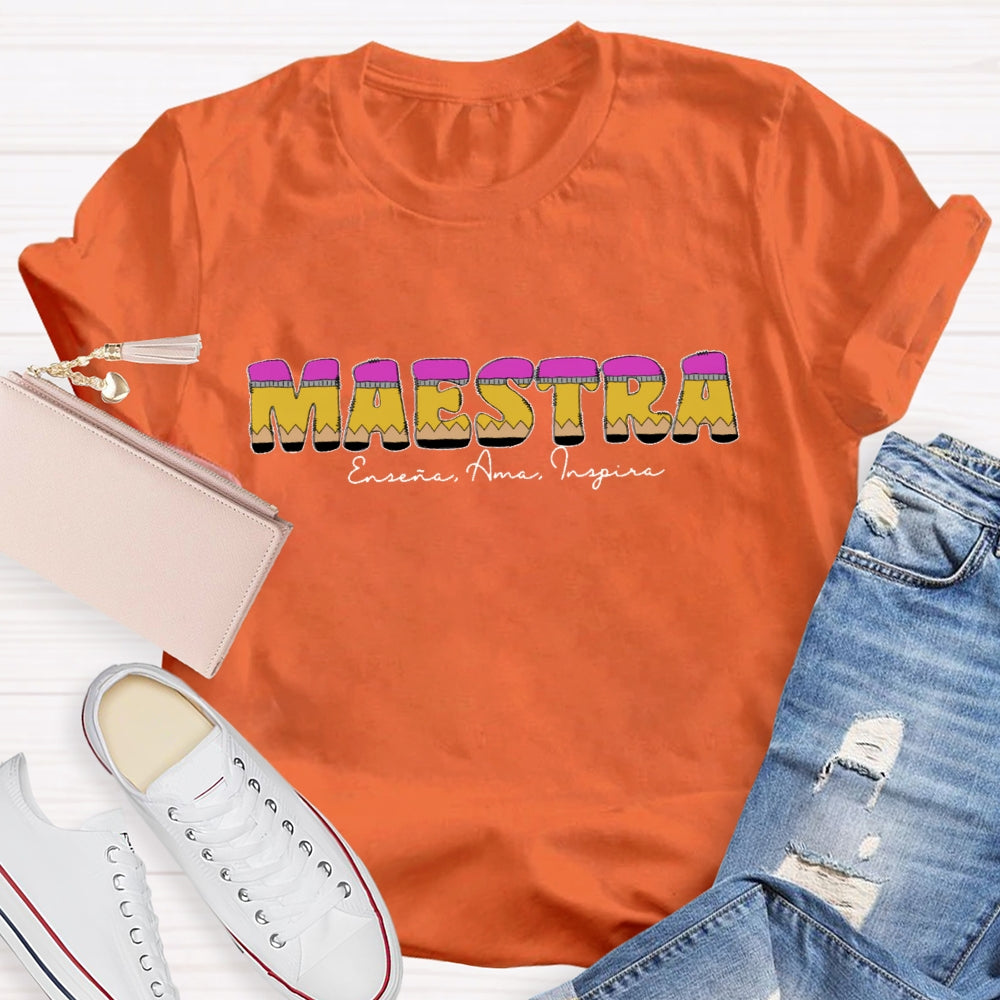 Personalized Name Maestra Shirt Spanish Teacher Shirts Back To School Gift T-shirt