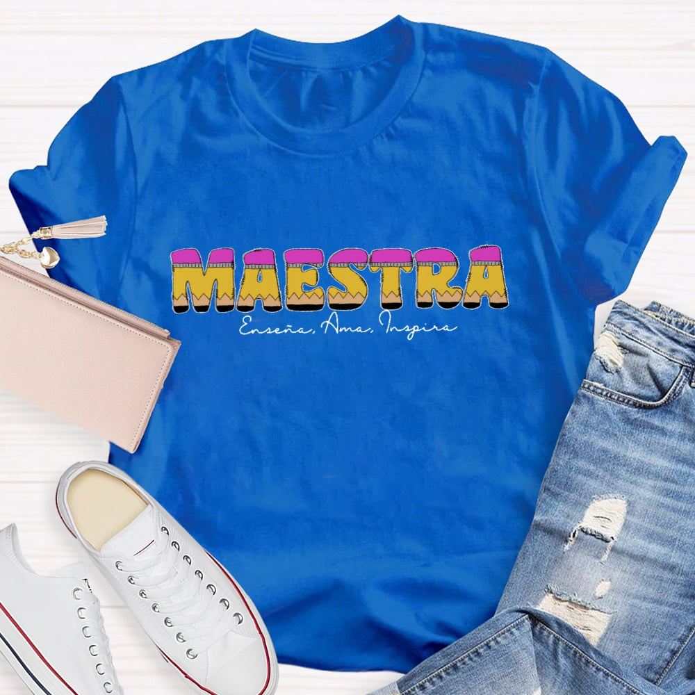 Personalized Name Maestra Shirt Spanish Teacher Shirts Back To School Gift T-shirt