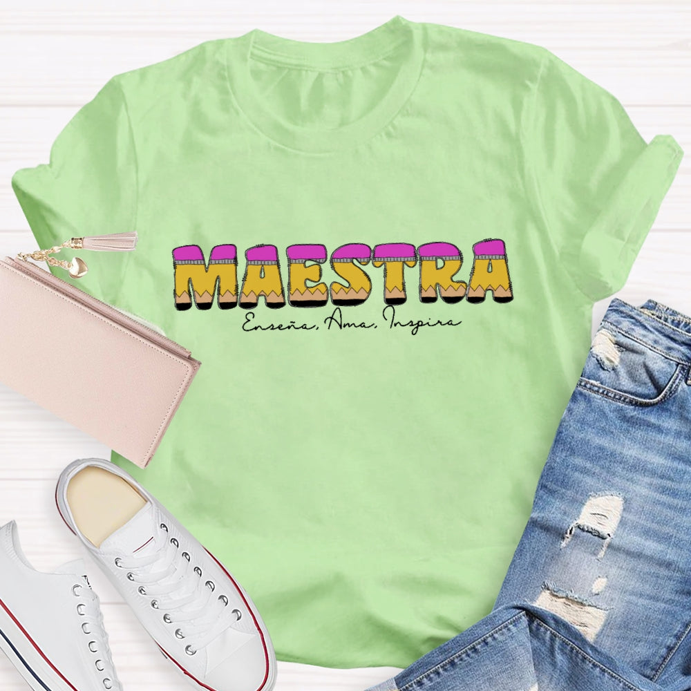 Personalized Name Maestra Shirt Spanish Teacher Shirts Back To School Gift T-shirt