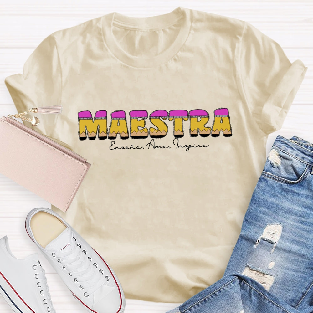 Personalized Name Maestra Shirt Spanish Teacher Shirts Back To School Gift T-shirt