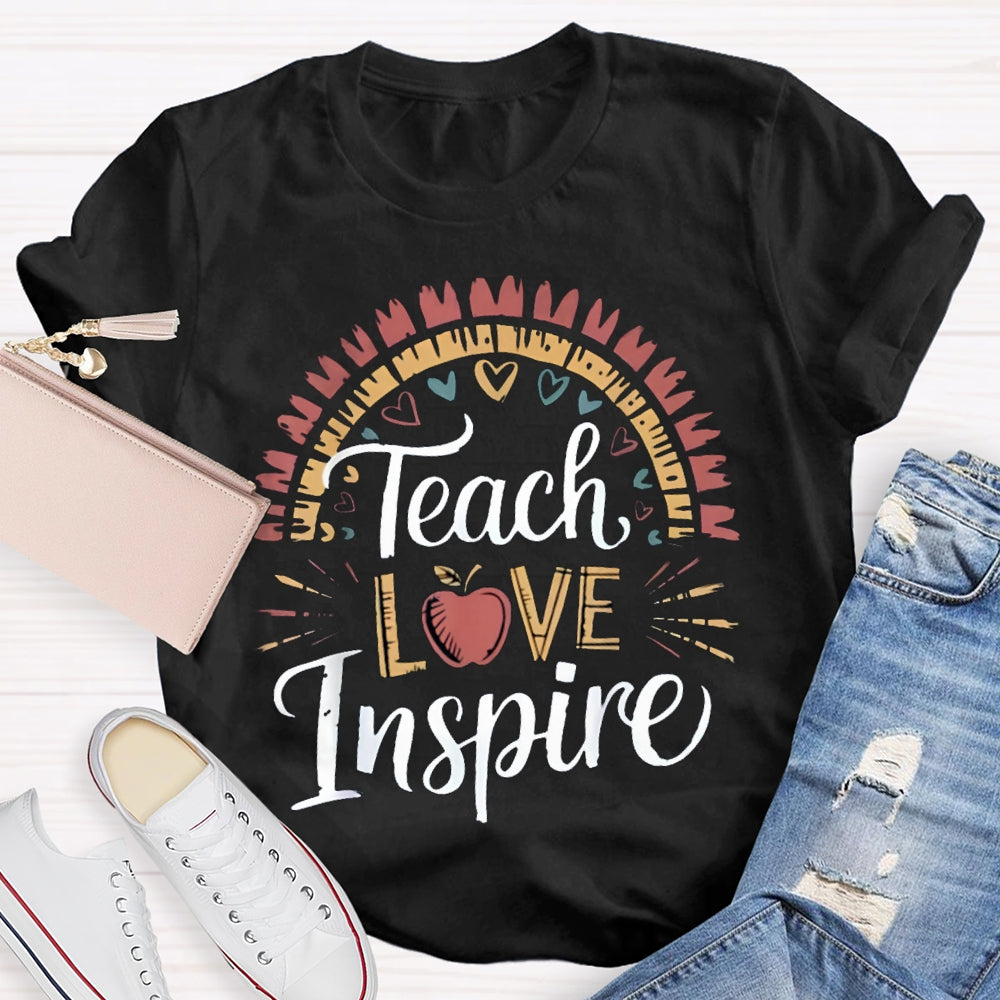 Teach Love Inspire Colorful Hearts And Apples T-shirt