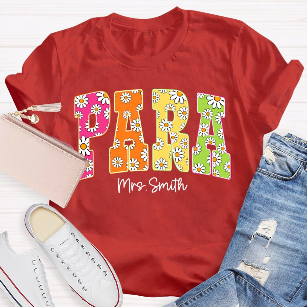 Personalized Name Para Flower Print Font T-shirt