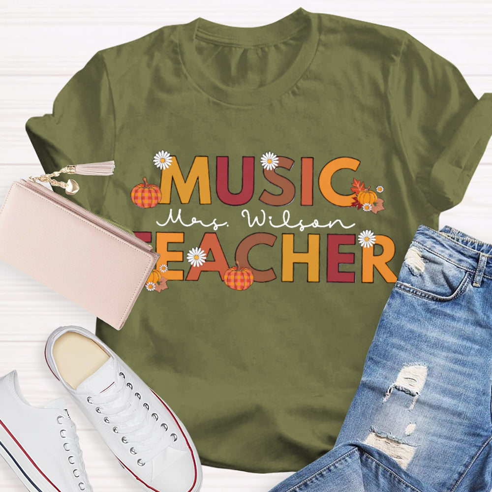 Personalized Name Music Teacher Funny Halloween T-shirt