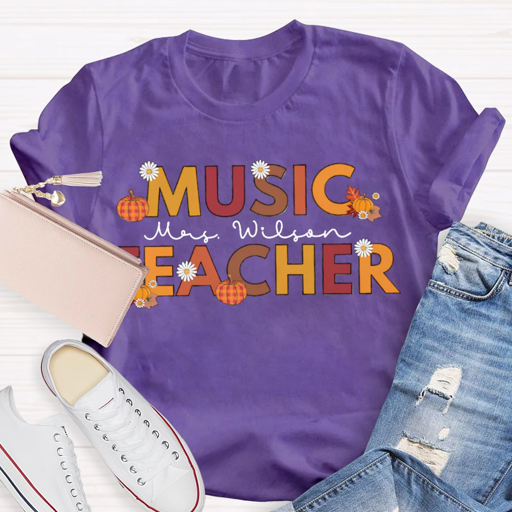 Personalized Name Music Teacher Funny Halloween T-shirt