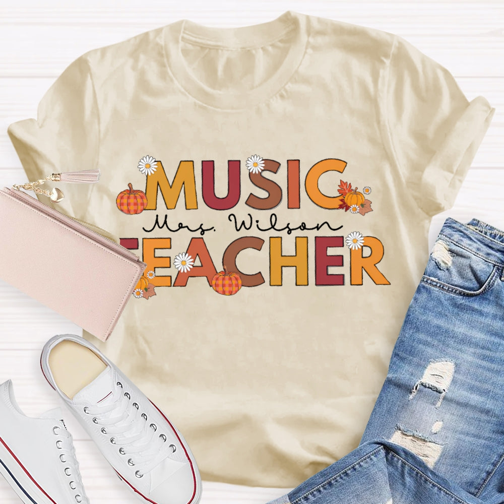 Personalized Name Music Teacher Funny Halloween T-shirt