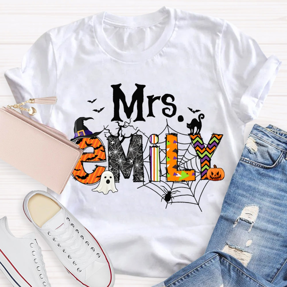 Personalized Name Funny Little Ghosts And Colorful Fonts Halloween T-shirt