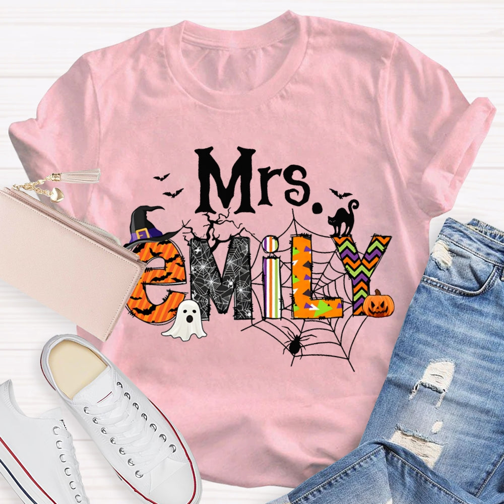 Personalized Name Funny Little Ghosts And Colorful Fonts Halloween T-shirt
