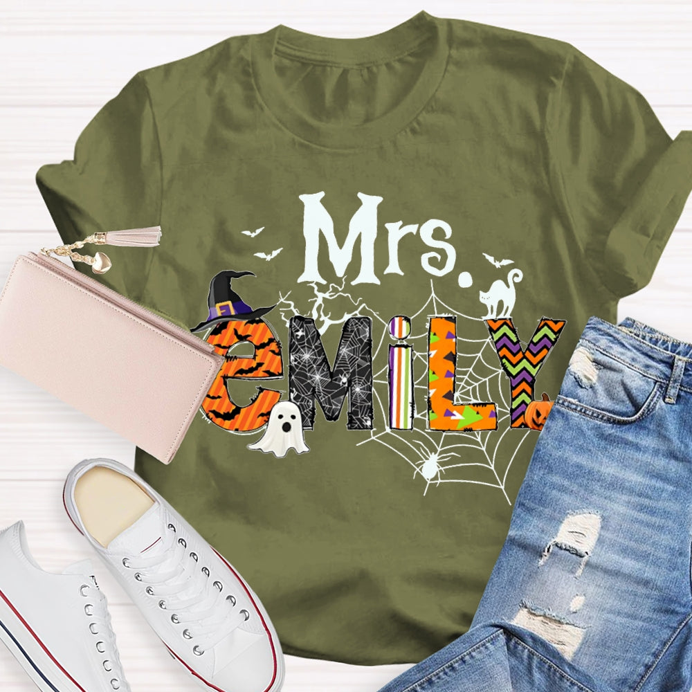 Personalized Name Funny Little Ghosts And Colorful Fonts Halloween T-shirt