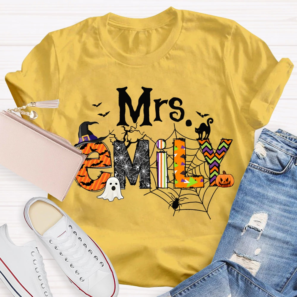 Personalized Name Funny Little Ghosts And Colorful Fonts Halloween T-shirt
