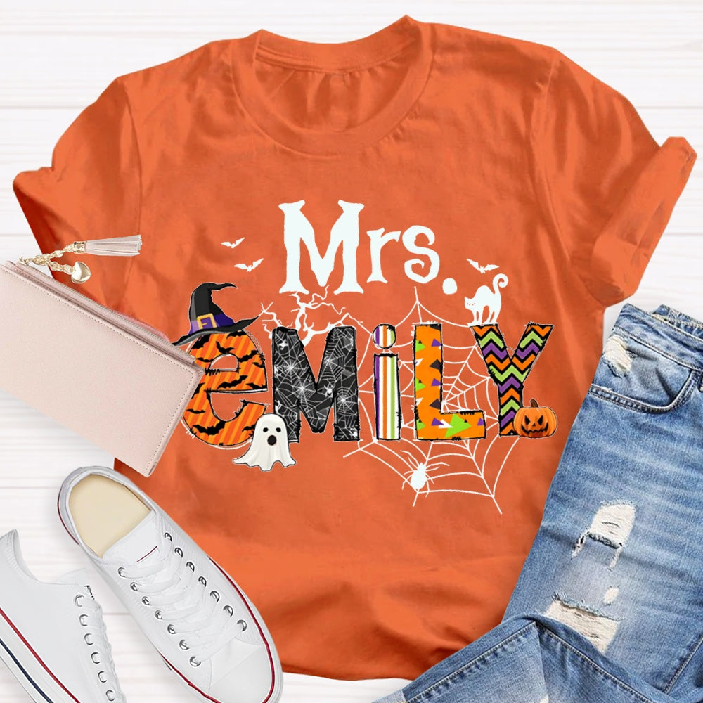 Personalized Name Funny Little Ghosts And Colorful Fonts Halloween T-shirt