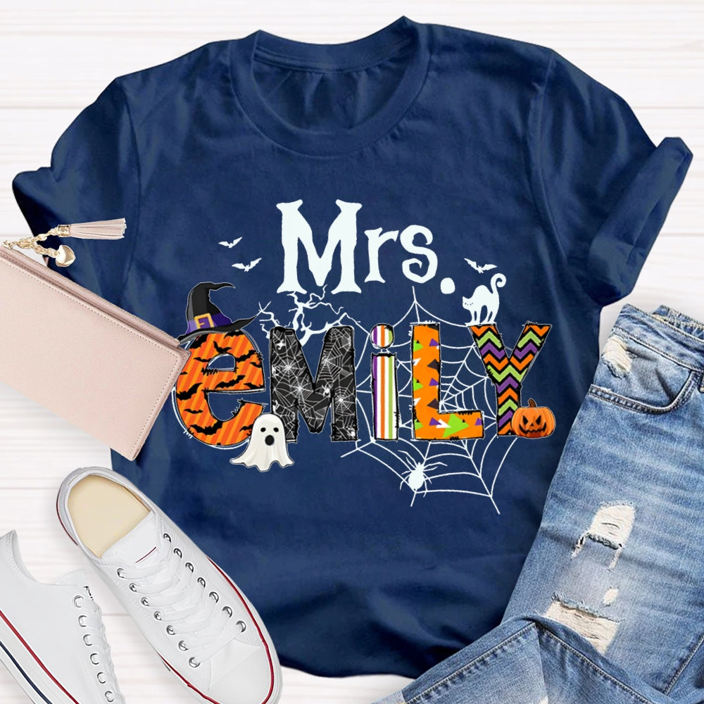 Personalized Name Funny Little Ghosts And Colorful Fonts Halloween T-shirt