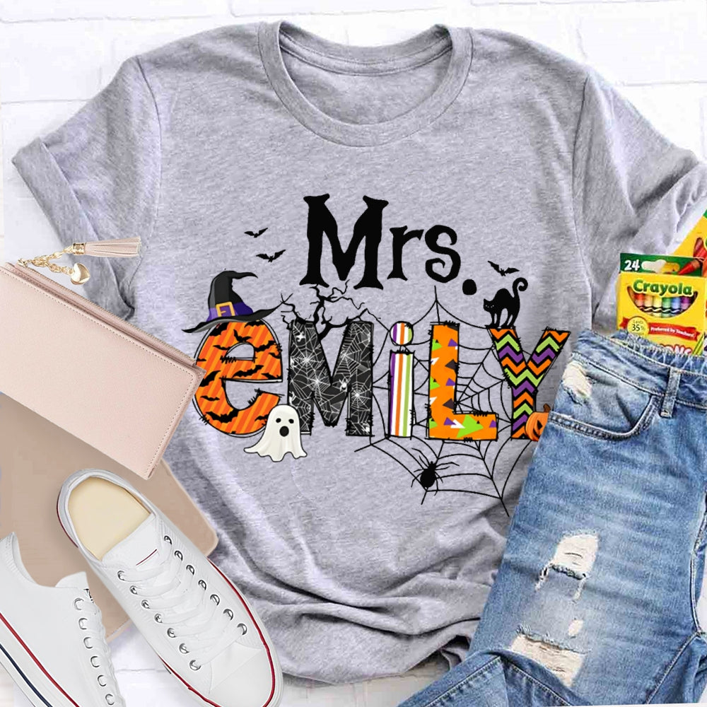 Personalized Name Funny Little Ghosts And Colorful Fonts Halloween T-shirt
